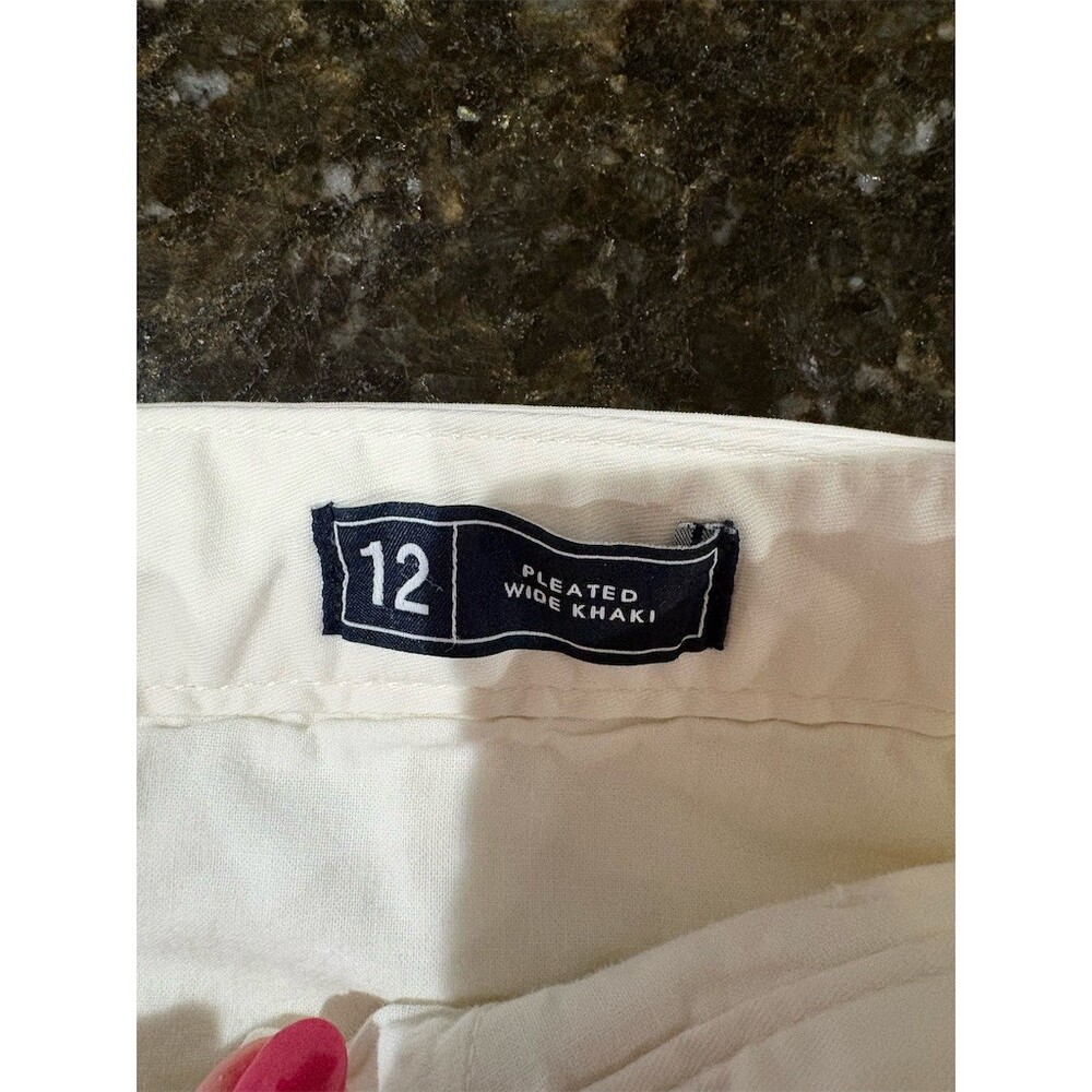 Gap Pants Womens Size 12 Ivory Pleated Wide-Leg High Rise - Picture 11 of 13